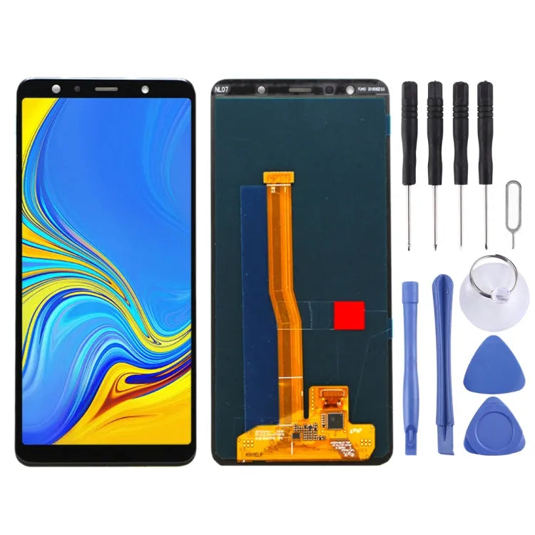 Origineel Super AMOLED LCD-scherm voor Galaxy A7 (2018), A750F / DS met Digitizer volledige montage (zwart)