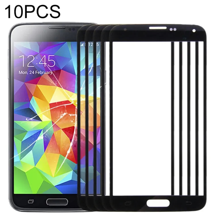 Voor Samsung Galaxy S5 / G900 10 stuks voorscherm buitenste glazen lens (zwart)