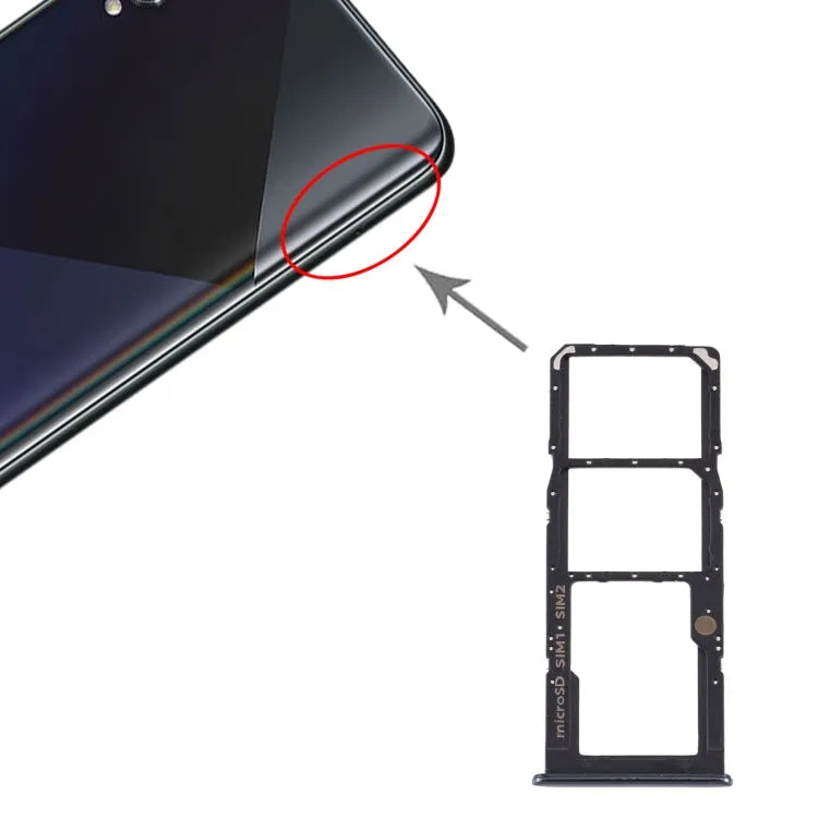 Voor Samsung Galaxy A50s SM-A507 SIM-kaartlade + SIM-kaartlade + Micro SD-kaartlade (zwart)