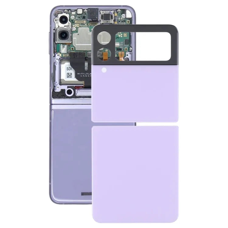 Voor Samsung Galaxy Z Flip3 5G SM-F711B glazen batterij achterkant (paars)