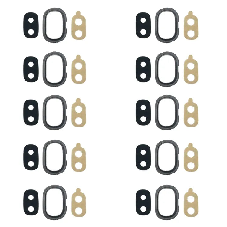 Voor Galaxy J4, J400F/DS, J400G/DS 10st achtercamerarand met lensdop en lijm (zwart)