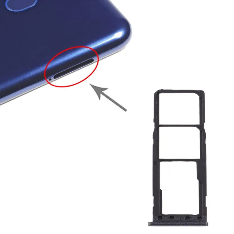 Voor Samsung Galaxy M10 SM-M105 SIM-kaartlade + SIM-kaartlade + Micro SD-kaartlade (zwart)