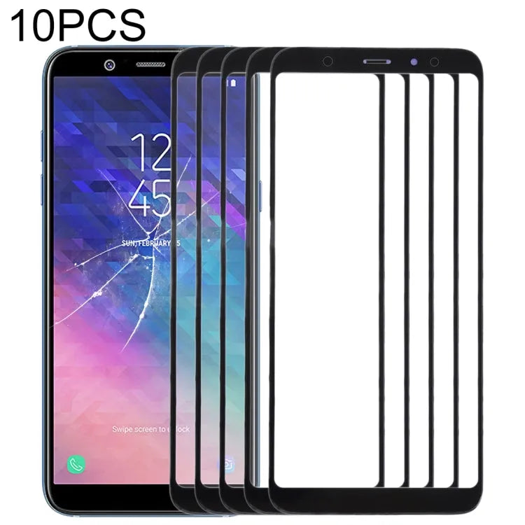 Voor Samsung Galaxy A6+ (2018) / A605 10 stuks voorscherm buitenste glazen lens (zwart)