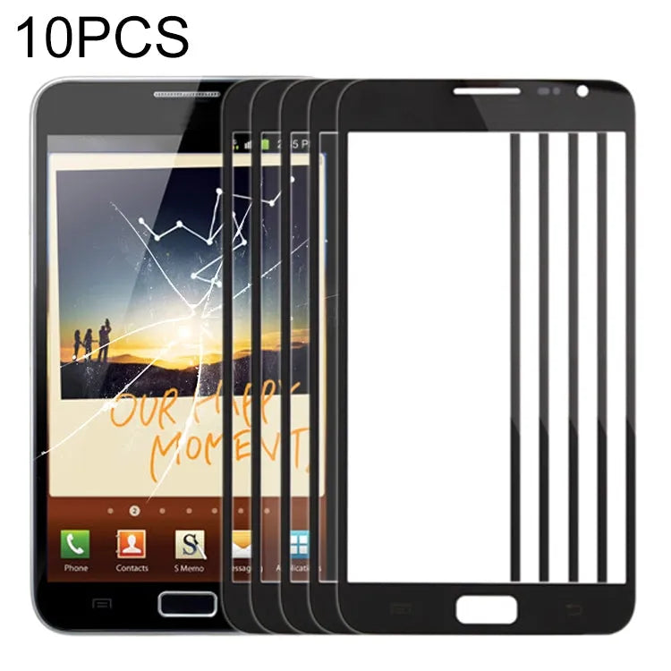 Voor Samsung Galaxy Note N7000 / i9220 10 stuks voorscherm buitenste glazen lens (zwart)