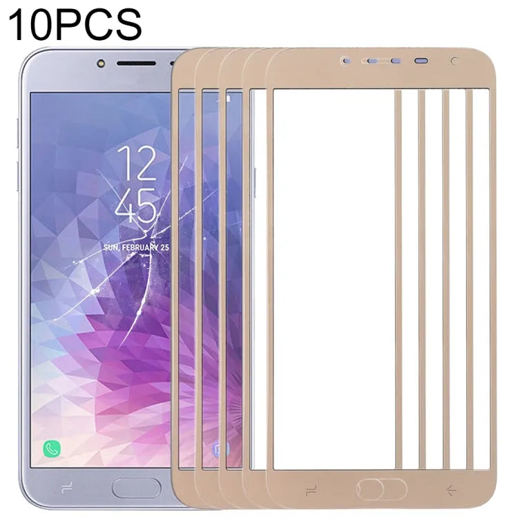 Voor Samsung Galaxy J4 (2018) 10 stuks voorscherm buitenste glazen lens (goud)
