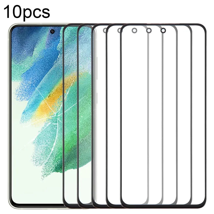 Voor Samsung Galaxy S21 FE SM-G990B 10 stuks Front Screen Buitenste Glazen Lens met OCA Optisch Heldere Lijm