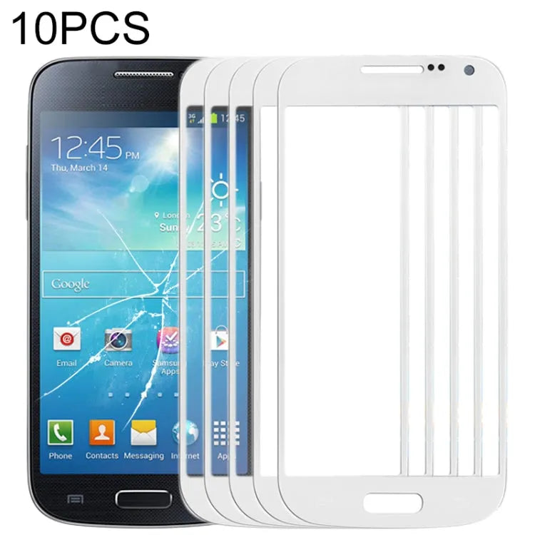 Voor Samsung Galaxy S IV mini / i9190 10 stuks voorscherm buitenste glazen lens (wit)