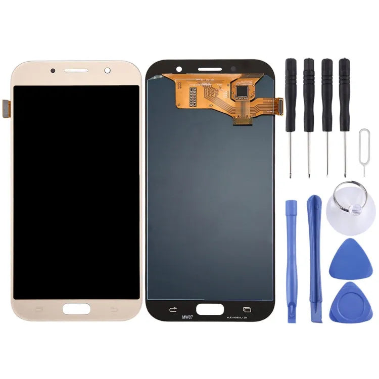 Origineel Super AMOLED LCD-scherm voor Galaxy A7 (2017), A720F, A720F/DS met Digitizer Full Assembly (Goud)
