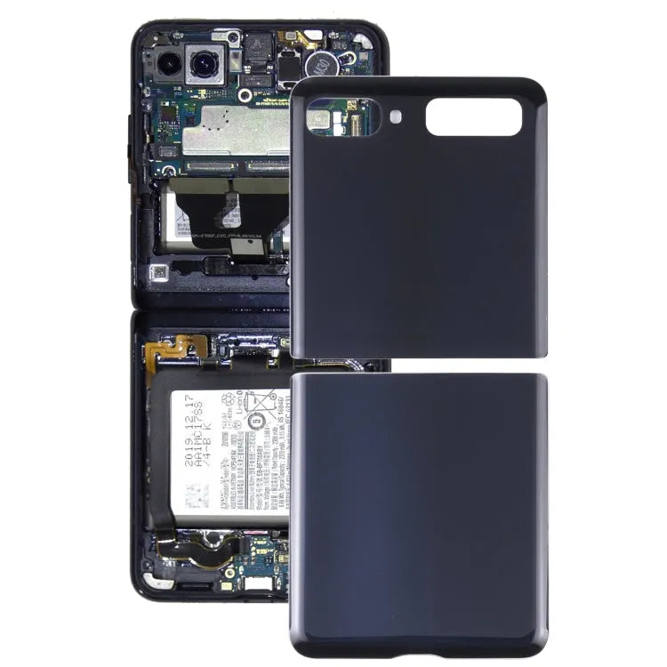 Voor Samsung Galaxy Z Flip 4G SM-F700 glazen batterij achterkant (zwart)