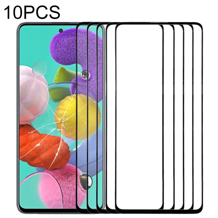 Voor Samsung Galaxy A51 10 stuks voorscherm buitenste glazen lens (zwart)