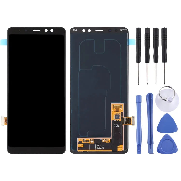 Origineel Super AMOLED LCD-scherm voor Galaxy A8+ (2018) / A730 met Digitizer Full Assembly (zwart)
