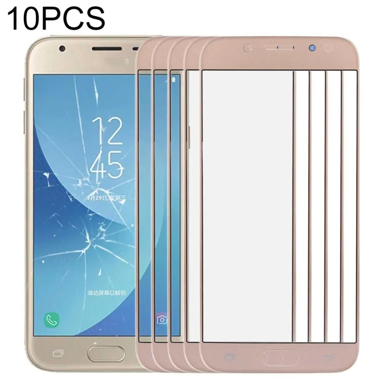 Voor Samsung Galaxy J3 2017 / J330 10 stuks voorscherm buitenste glazen lens (goud)