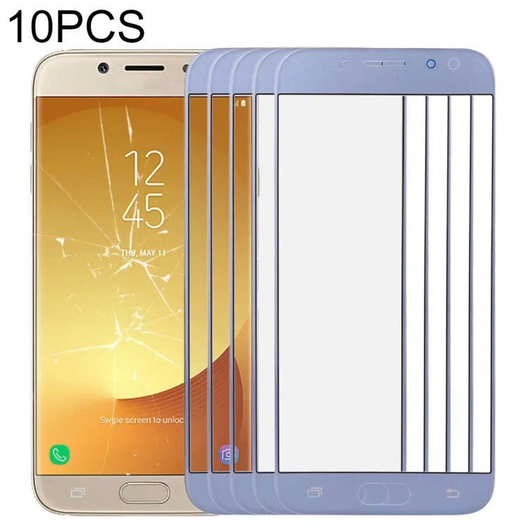 Voor Samsung Galaxy J7 (2017) / J730 10 stuks voorscherm buitenste glazen lens (blauw)
