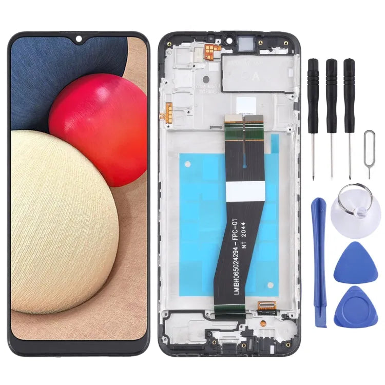 Origineel LCD-scherm voor Samsung Galaxy A02s SM-A025F (GA-versie) Digitizer Volledige montage met frame