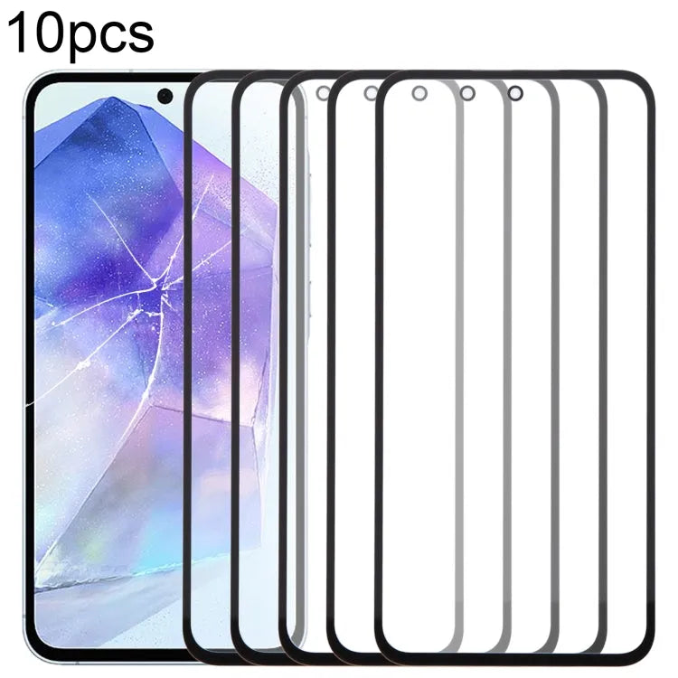 Voor Samsung Galaxy A55 SM-A556B 10 stuks voorscherm buitenste glazen lens met OCA optisch heldere lijm