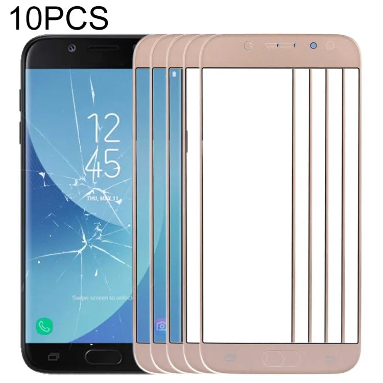 Voor Samsung Galaxy J5 (2017) / J530 10 stuks voorscherm buitenste glazen lens (goud)