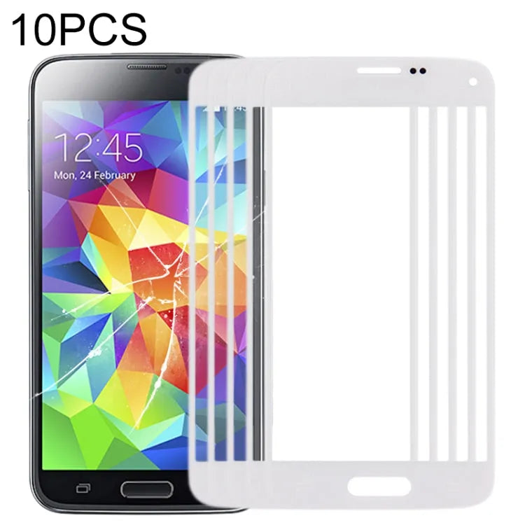 Voor Samsung Galaxy S5 mini 10 stuks voorscherm buitenste glazen lens (wit)