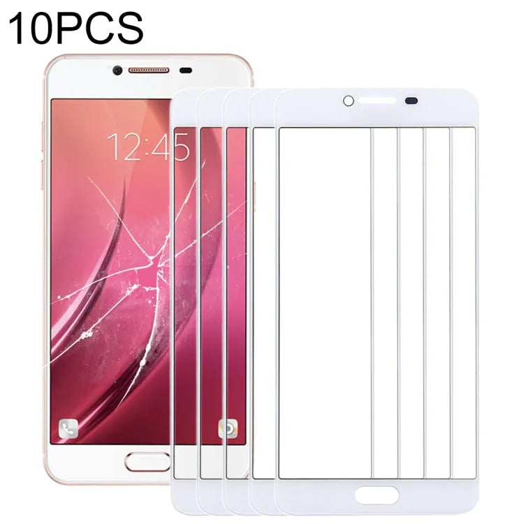 Voor Samsung Galaxy C7 10 stuks voorscherm buitenste glazen lens (wit)