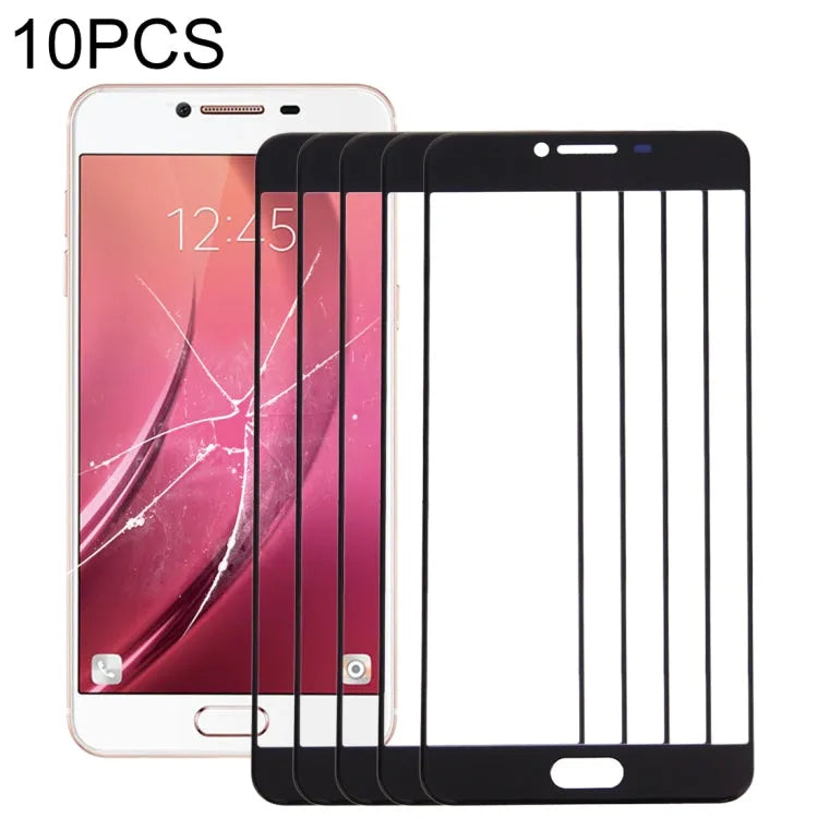 Voor Samsung Galaxy C7 10 stks Front Screen Outer Glas Lens (Zwart)