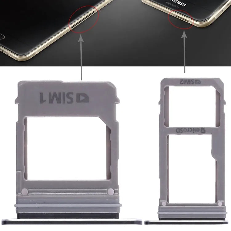 Voor Galaxy A520 / A720 2 SIM-kaartlade + Micro SD-kaartlade (zwart)