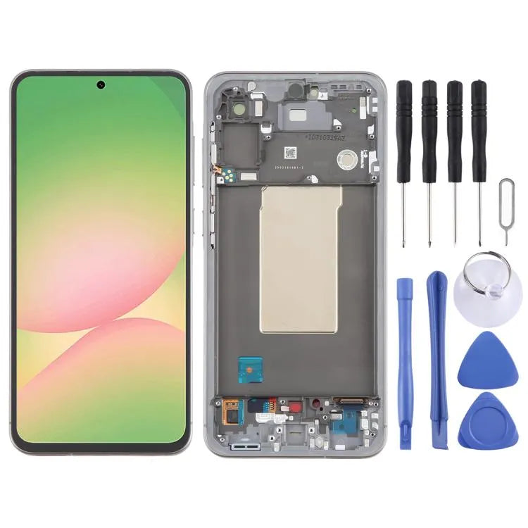 Voor Samsung Galaxy A56 SM-A566B Origineel LCD-schermdigitizer Volledige Montage met Frame (Grijs)