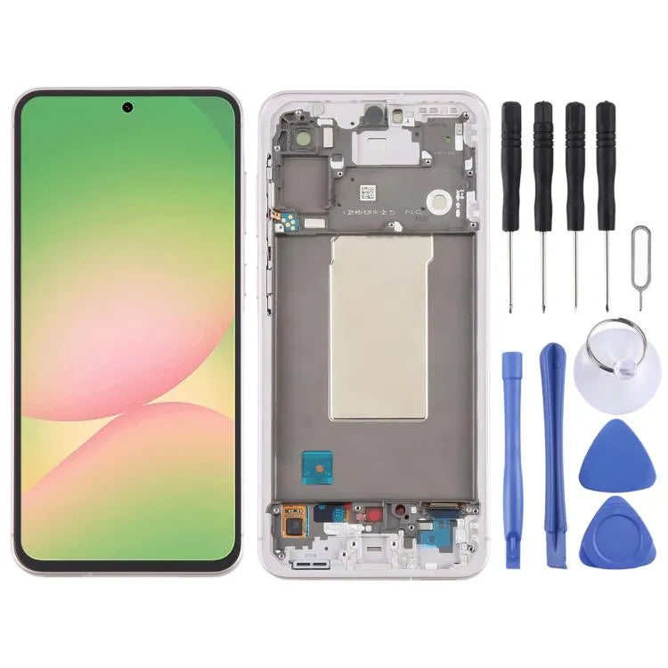 Voor Samsung Galaxy A56 SM-A566B Origineel LCD-schermdigitizer Volledige Montage met Frame (Roze)
