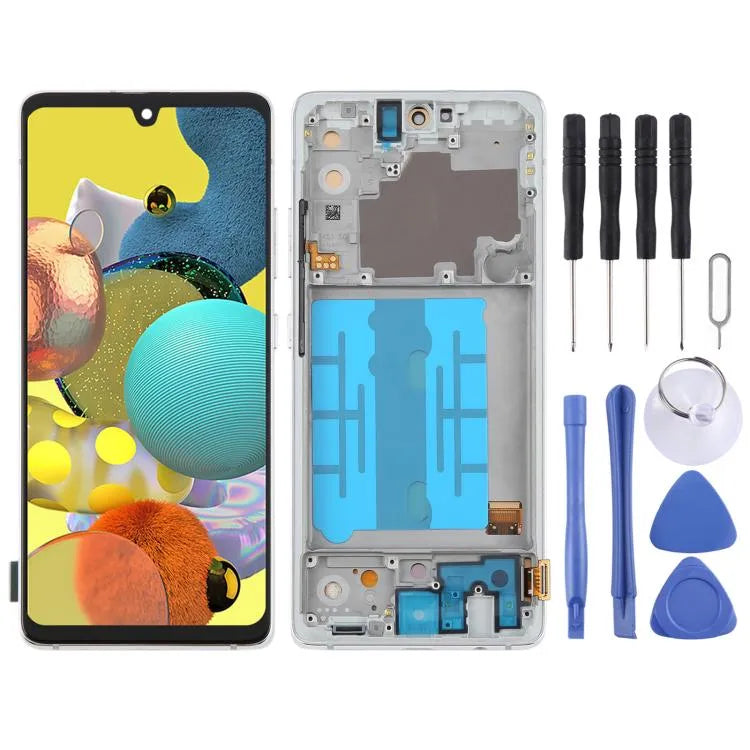 Voor Samsung Galaxy A51 5G SM-A516 6,36 inch OLED LCD-schermdigitizer, volledige montage met frame (zilver)