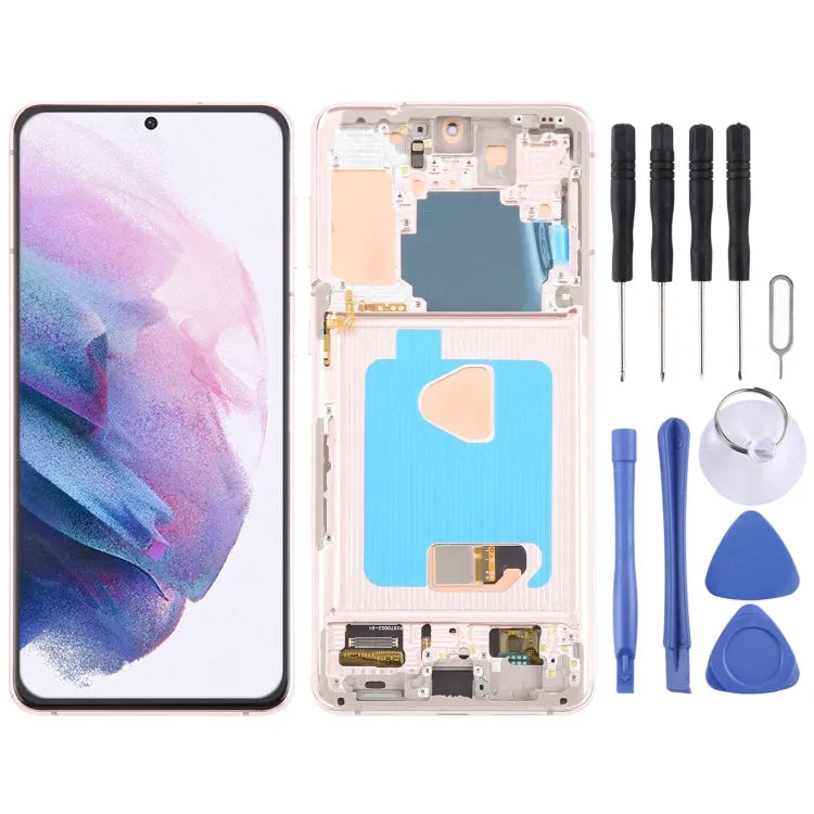Voor Samsung Galaxy S21+ 5G SM-G996B 6,67 inch 6,67 inch OLED LCD-schermdigitizer Volledige montage met frame (goud)