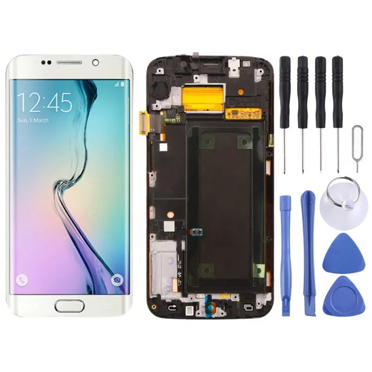 Originele Super AMOLED Lcd-scherm Voor Samsung Galaxy S6 Edge SM-G925F Digitizer Volledige Montage met Frame (Wit)