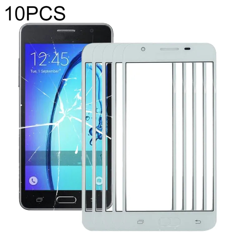 Voor Samsung Galaxy On5 / G550 10 stuks voorscherm buitenste glazen lens (wit)