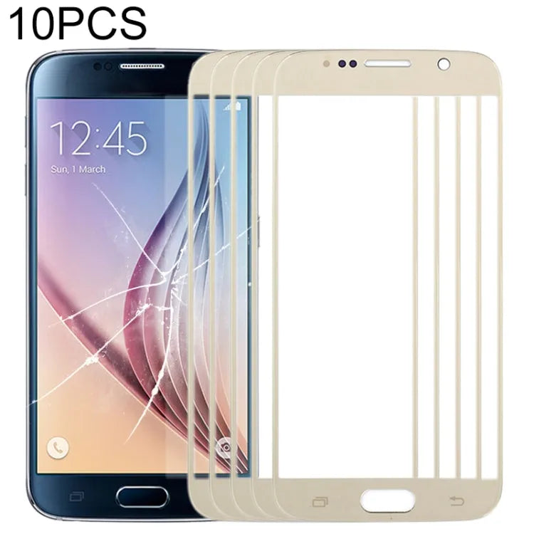 Voor Samsung Galaxy S6 / G920F 10 stuks voorscherm buitenste glazen lens (goud)