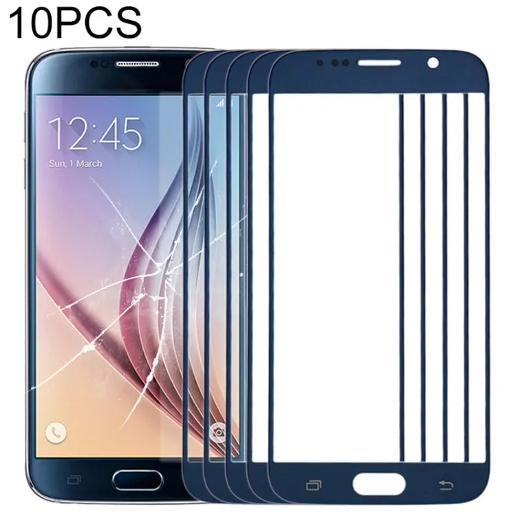 Voor Samsung Galaxy S6 / G920F 10 stuks voorscherm buitenste glazen lens (donkerblauw)