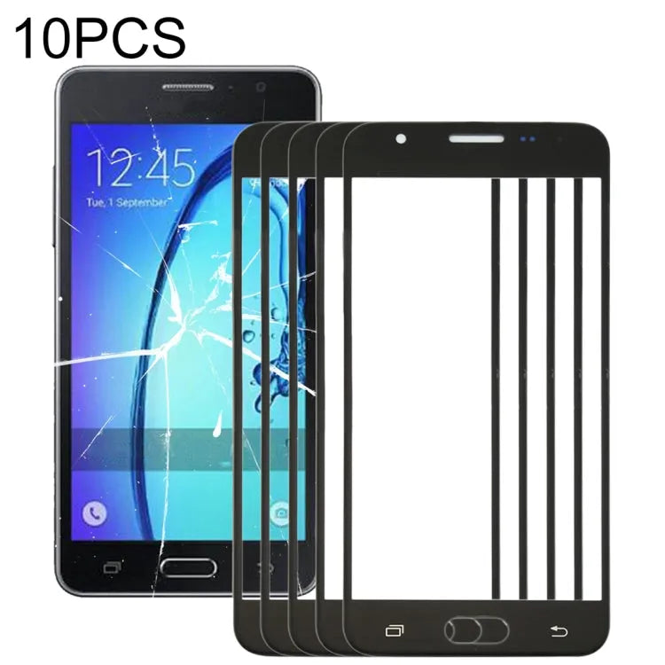Voor Samsung Galaxy On5 / G550 10 stuks voorscherm buitenste glazen lens (zwart)