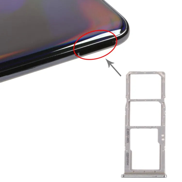 Voor Galaxy A70 SIM-kaartlade + SIM-kaartlade + Micro SD-kaartlade (grijs)
