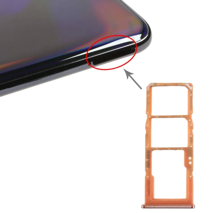 Voor Galaxy A70 SIM-kaartlade + SIM-kaartlade + Micro SD-kaartlade (oranje)