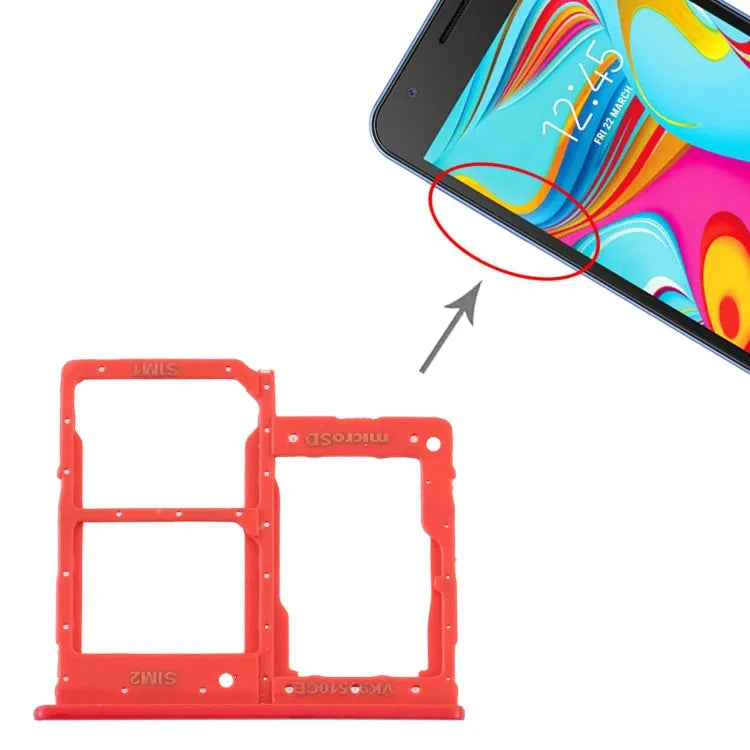Voor Samsung Galaxy A2 Core SM-A260 SIM-kaartlade + SIM-kaartlade + Micro SD-kaartlade (rood)