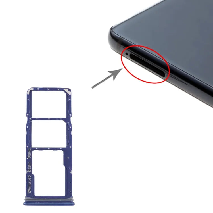 Voor Samsung Galaxy A9 (2018) SM-A920 SIM-kaartlade + SIM-kaartlade + Micro SD-kaartlade (blauw)