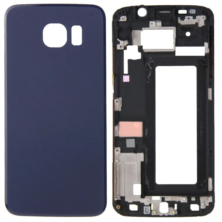 Voor Galaxy S6 Edge / G925 Full Housing Cover (Front Housing LCD Frame Bezel Plate + Battery Back Cover) (Blauw)