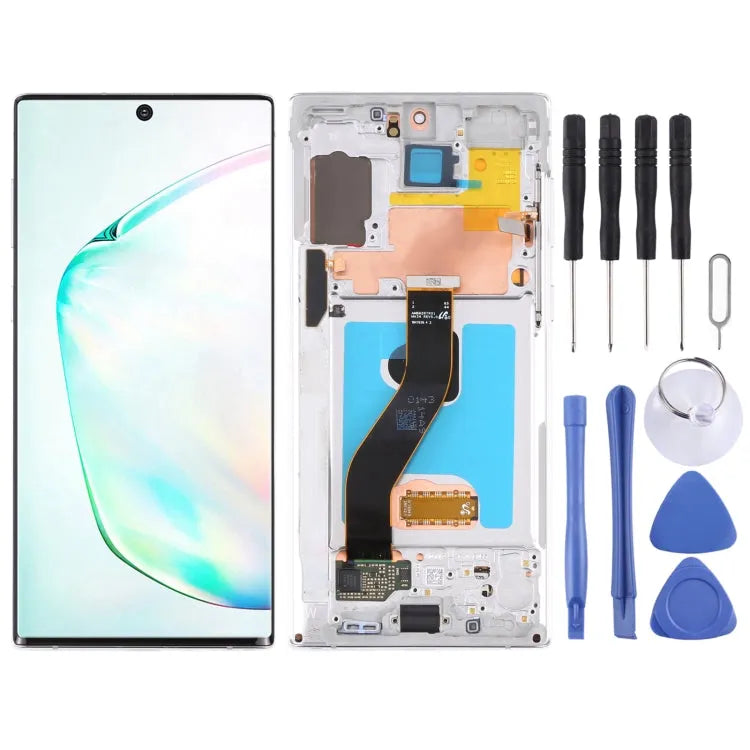 Originele Lcd-scherm voor Samsung Galaxy Note10 4G/Note10 5G SM-N971/N970 Digitizer Volledige Montage Met Frame (Zilver)