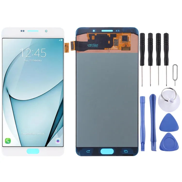 Origineel Super AMOLED LCD-scherm voor Galaxy A9 Pro (2016) / A910F Digitizer Volledige montage (wit)