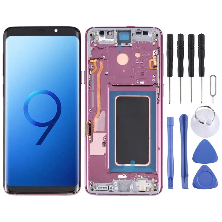 Super AMOLED LCD-scherm voor Galaxy S9+ / G965F / G965F / DS / G965U / G965W / G9650 Digitizer Volledige montage met frame (paars)