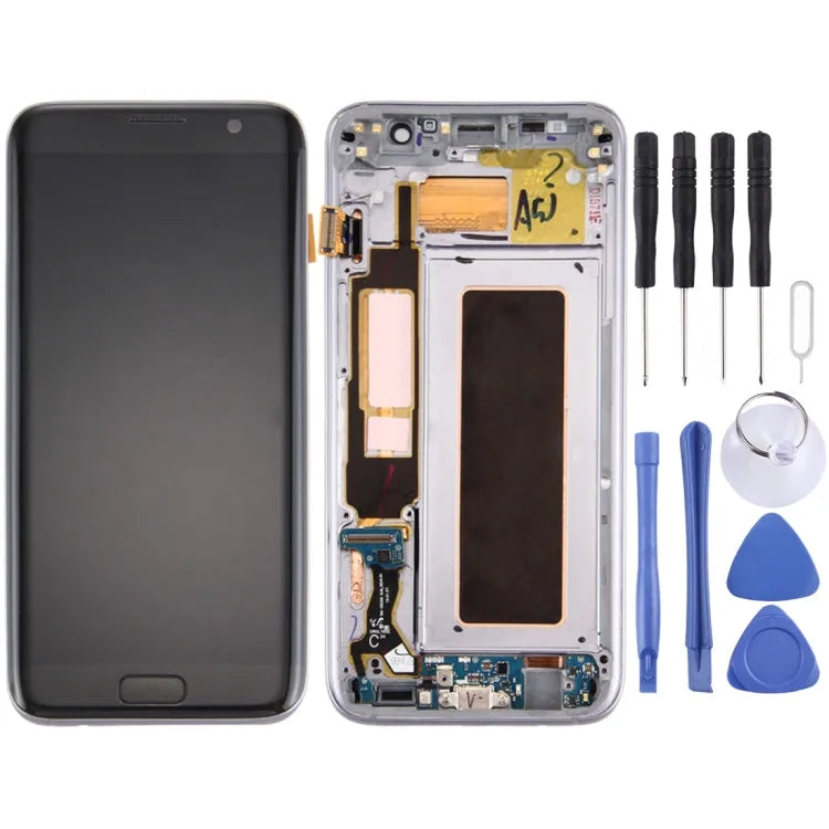 voor Galaxy S7 Edge / G935A Digitizer Volledige montage met frame & laadpoortkaart & volumeknop & aan / uit-knop (zwart)