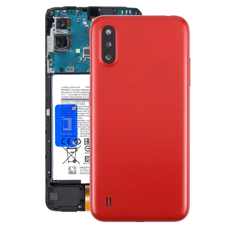 Batterijachterklep met cameralensframe voor Samsung Galaxy A01 SM-A015F (rood)