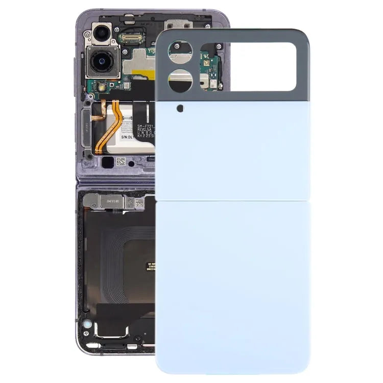 Batterijachterklep met cameralensframe voor Samsung Galaxy Z Flip4 SM-F721B (blauw)