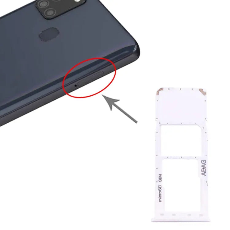 Voor Samsung Galaxy A21s SIM-kaartlade + Micro SD-kaartlade (wit)