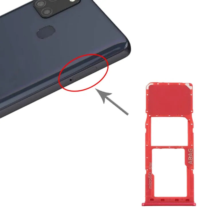 Voor Samsung Galaxy A21s SIM-kaartlade + Micro SD-kaartlade (rood)