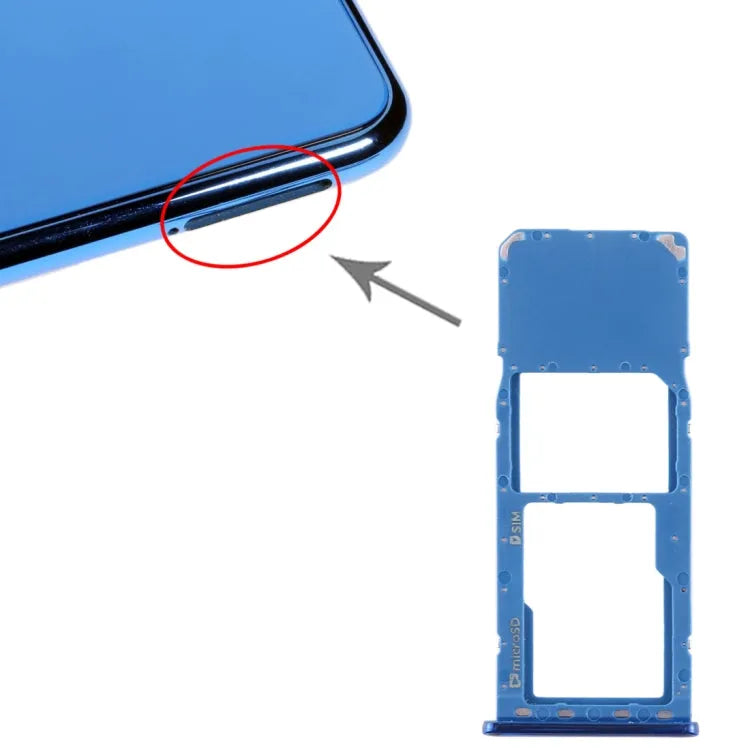 Voor Galaxy A7 (2018) / A750F SIM-kaartlade + Micro SD-kaartlade (blauw)