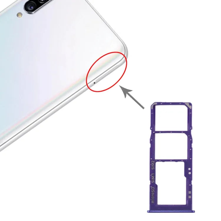 Voor Samsung Galaxy A30s SIM-kaartlade + SIM-kaartlade + Micro SD-kaartlade (blauw)