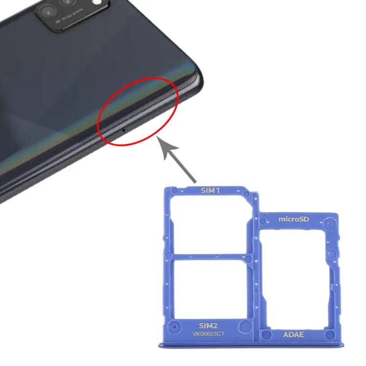 Voor Samsung Galaxy A41 / A415 SIM-kaartlade + SIM-kaartlade + Micro SD-kaartlade (blauw)