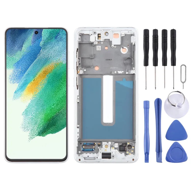 Voor Samsung Galaxy S21 FE 5G SM-G990B Originele LCD-scherm Digitizer volledige montage met frame (wit)
